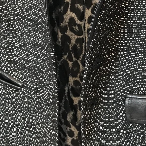 Womens Size 4 Nanette LePore 5F Bergdorf Goodman Tweed and Leather Accent Coat - Picture 3 of 5